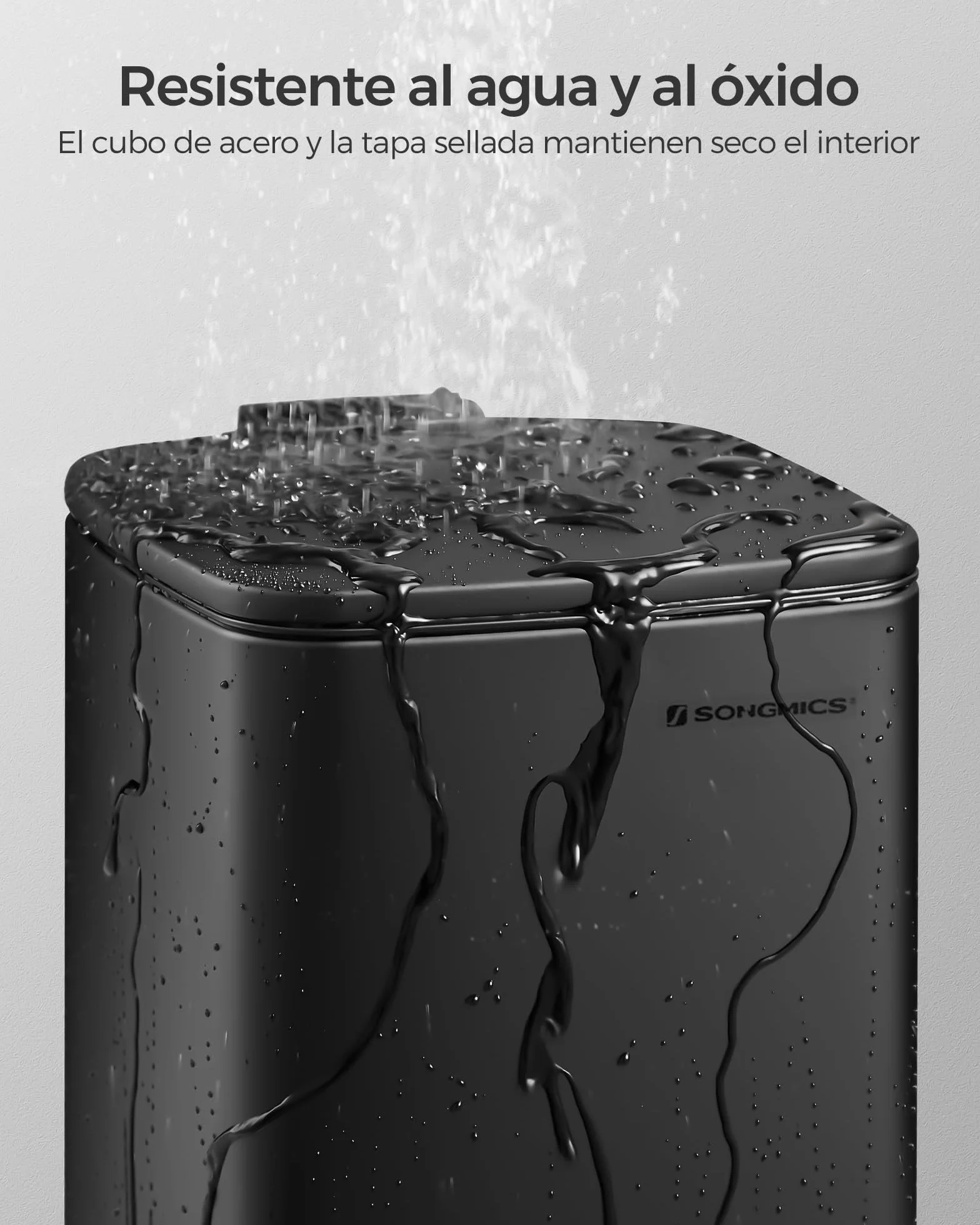 SONGMICS Cubo de Basura de Baño, 6 L Cubo Basura Compacta, con Pedal, para Espacios Pequeños, con Tapa de Cierre Suave, Acero, Negro LTB590B0602