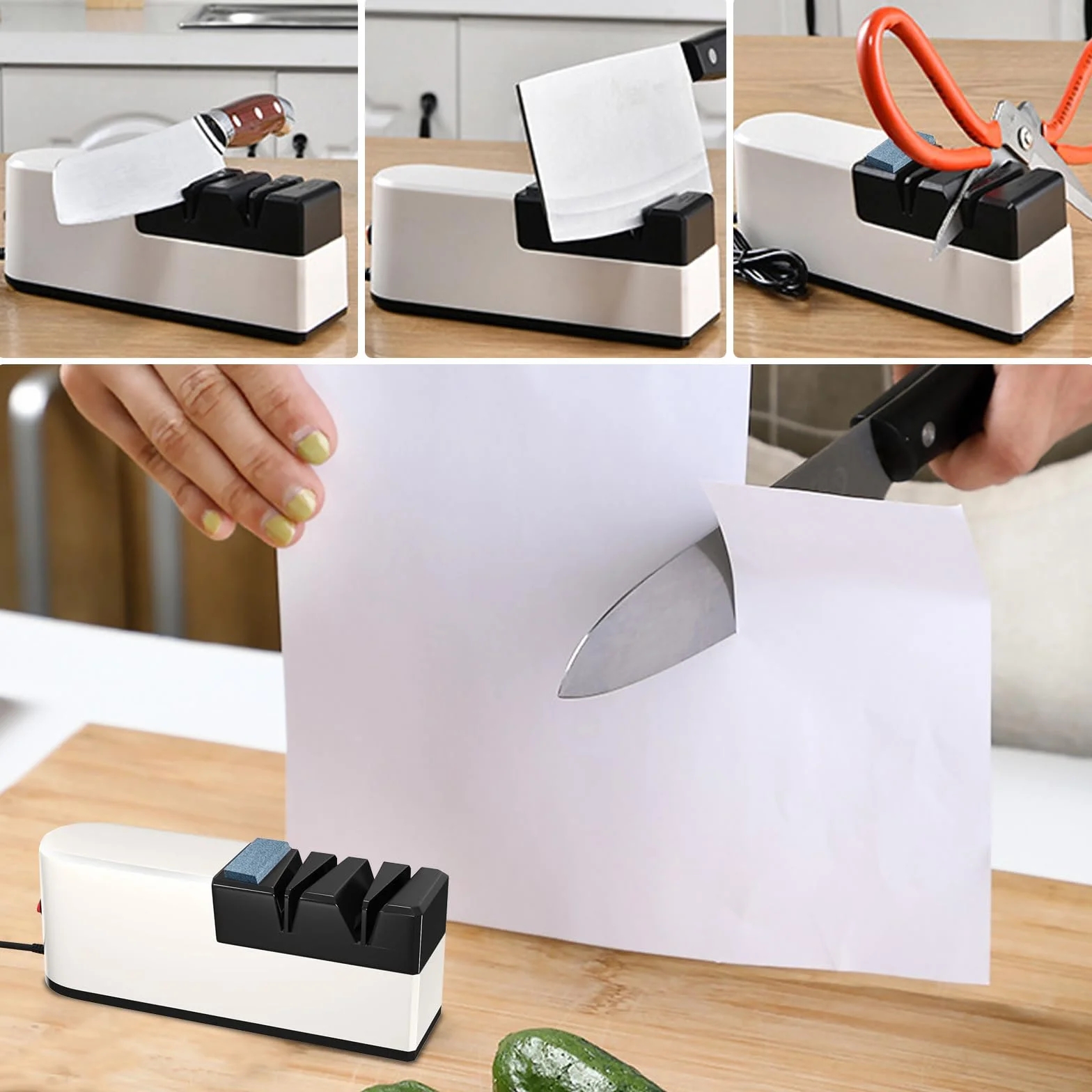 Afilador Cuchillos Electrico, 5 En 1 Afilador de Cuchillos Profesional Electrico, Afilador de Tijeras con Muela, Knife Sharpener para Cuchillos de Cocina Tijeras Cuchillos de Fruta