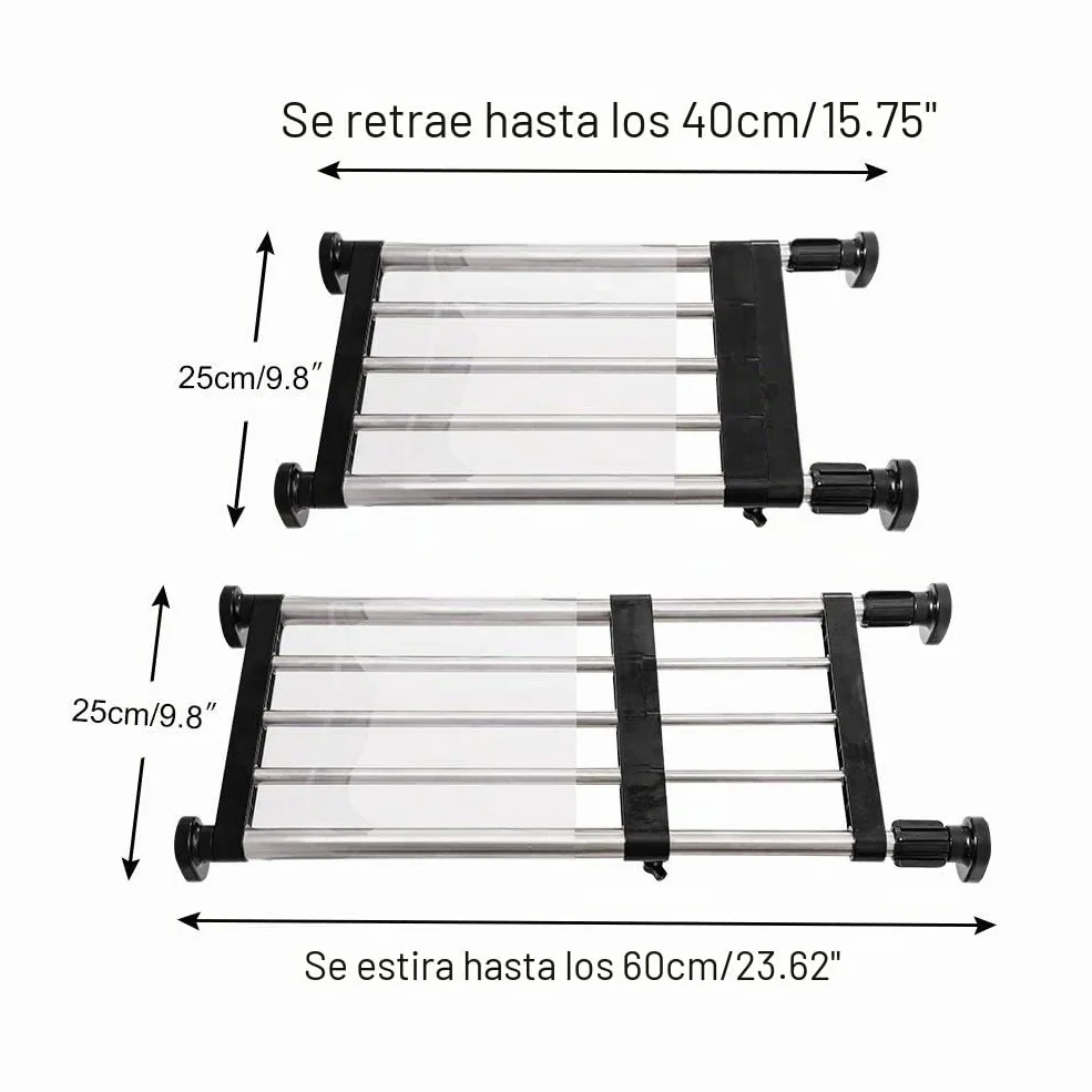 BAOYOUNI Estante de Almacenamiento Extensible para Armario Barra de Tensión Sin Taladro Ajustable Longitud 40-60cm Organizadora para Cocina, Baño, Lavadero, Garaje, Dormitorio, Negra
