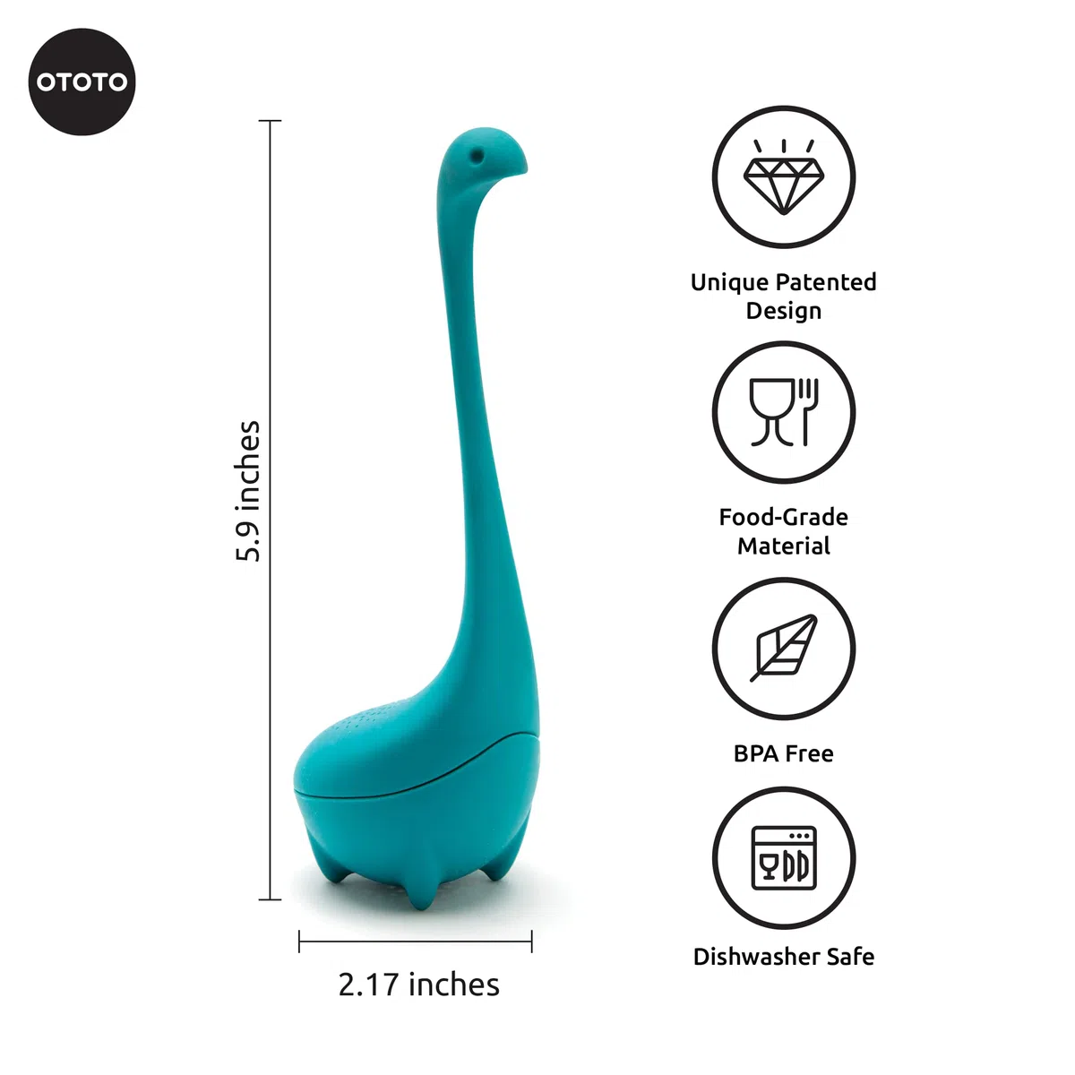 Ototo Design OT839 - Infusor de té, diseño Baby Nessie, Color Azul