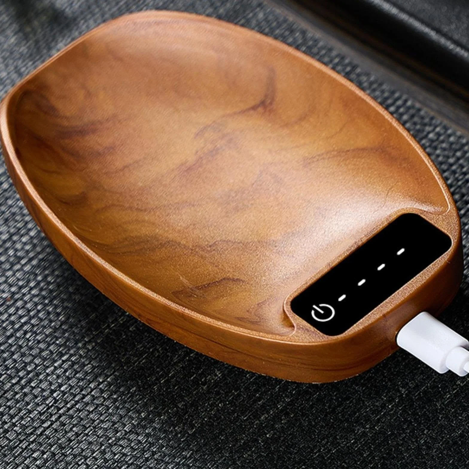 Electrónica para Medir Alimentos Té Café con Cuchara Digital Material PP Acabado Madera Diseño Pequeño Recargable USB Apta para Oficina Hogar, MarrÓn, Individual