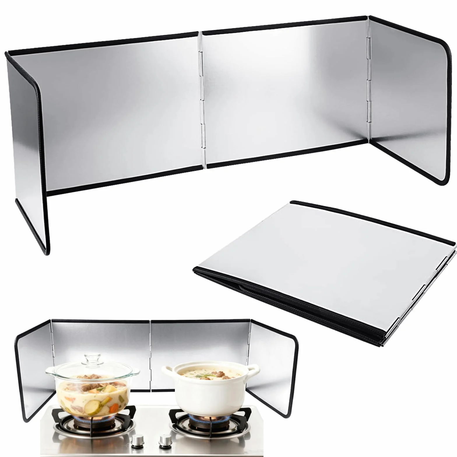 Protector Salpicaduras Cocina, Cocina Funda Protectora de Cocina Plegable, Plegabl Protector de Aceite Estufa de Gas, 4 Lados Plegable Protección Antisalpicaduras, para Cocina (37,6×29,2×29,4 cm)