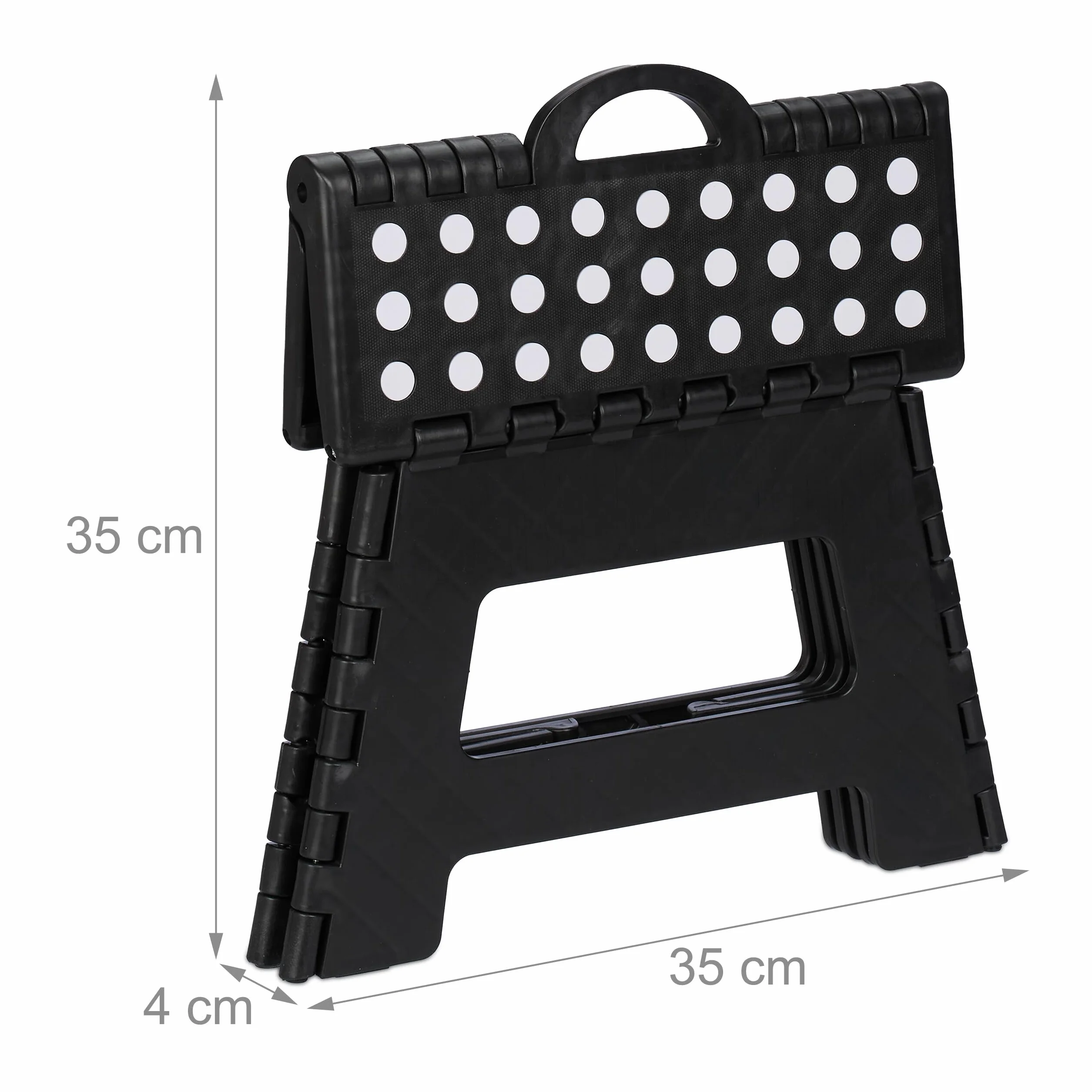Relaxdays Taburete Plegable Portátil Escalón Baño 150 kg 22 x 35 x 28 cm Negro