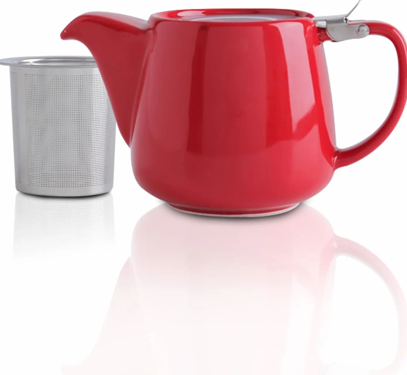 VIVILINEN Tetera con Infusor Extraíble y Tapa Metálica de 1,2 litros, Cerámica para Té en Hojas y Té a Granel