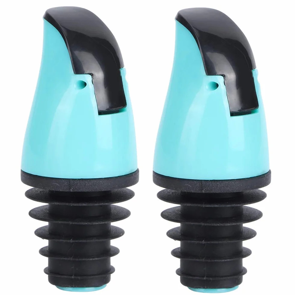 Boquilla Aceitera, 2 Piezas Boquillas de Aceite de Oliva, Boquilla Dispensadora de Aceite, Vertedor para Botellas con Tapón Anti Goteo para Bebidas, Cócteles, Vinagre y Vino, Silicona y ABS, azul