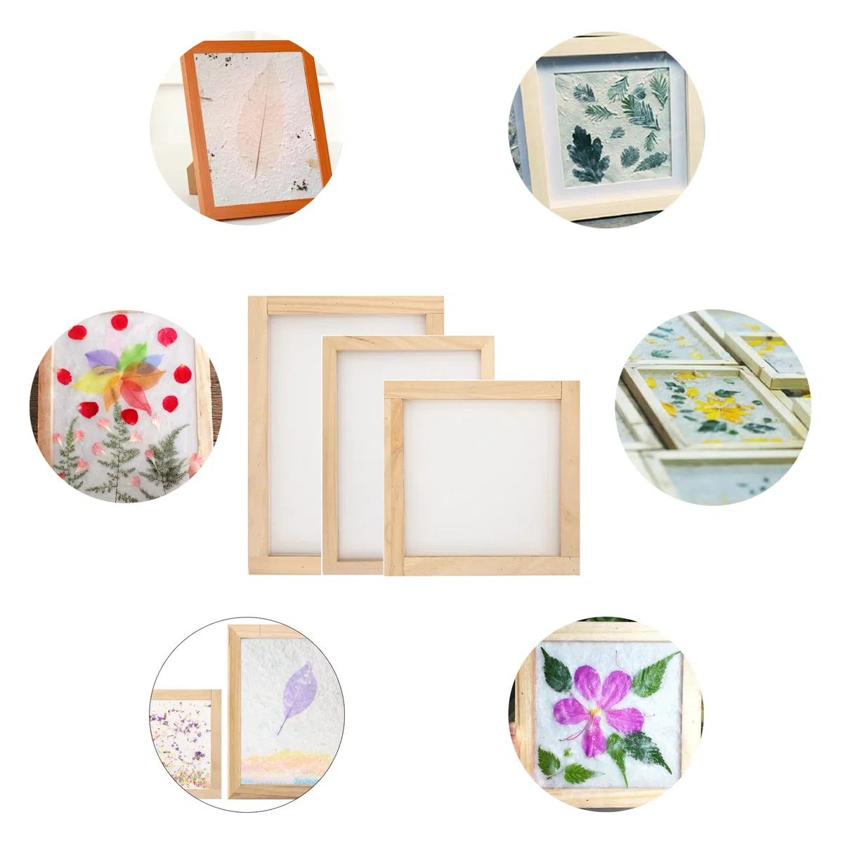 3 Pcs Papel FabricacióN De Moldes De Madera, Moldes Tradicionales De FabricacióN De Papel Marco De Pantalla Tradicional Flores Prensadas Para Adolescentes EnseñAnza FabricacióN