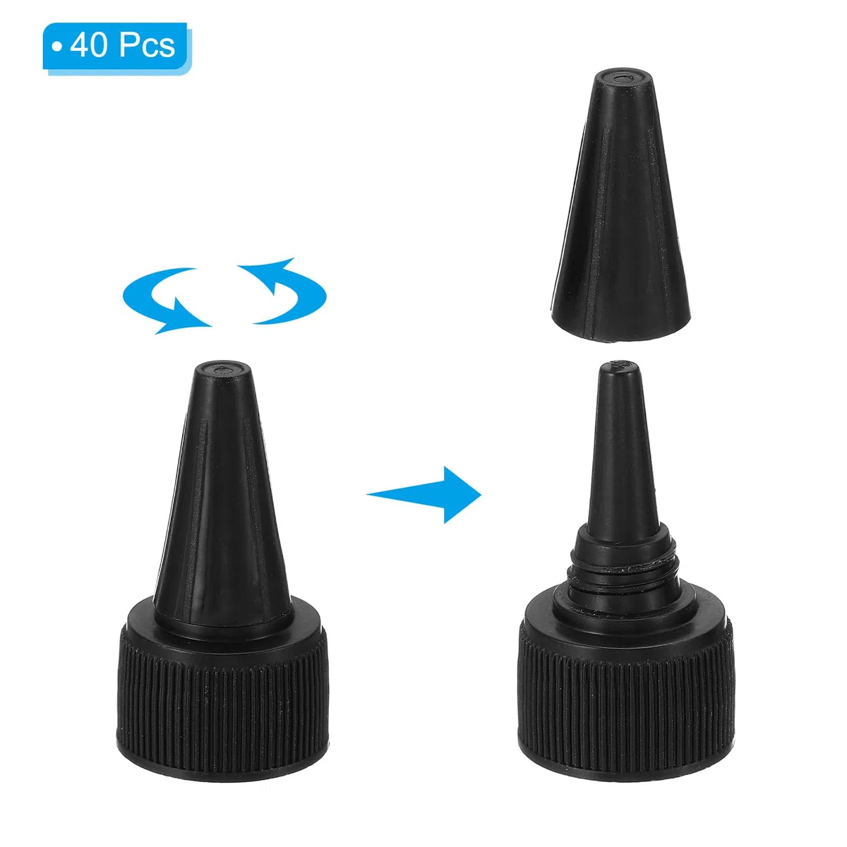 PATIKIL Girar Botella Tapas, 40 Uds 20/410 Estrujar Botella Tapa Reemplazo Tapas para Clavijaamento Dispensador Botellas Dispensador Tapas Pintura Botellas, Negro
