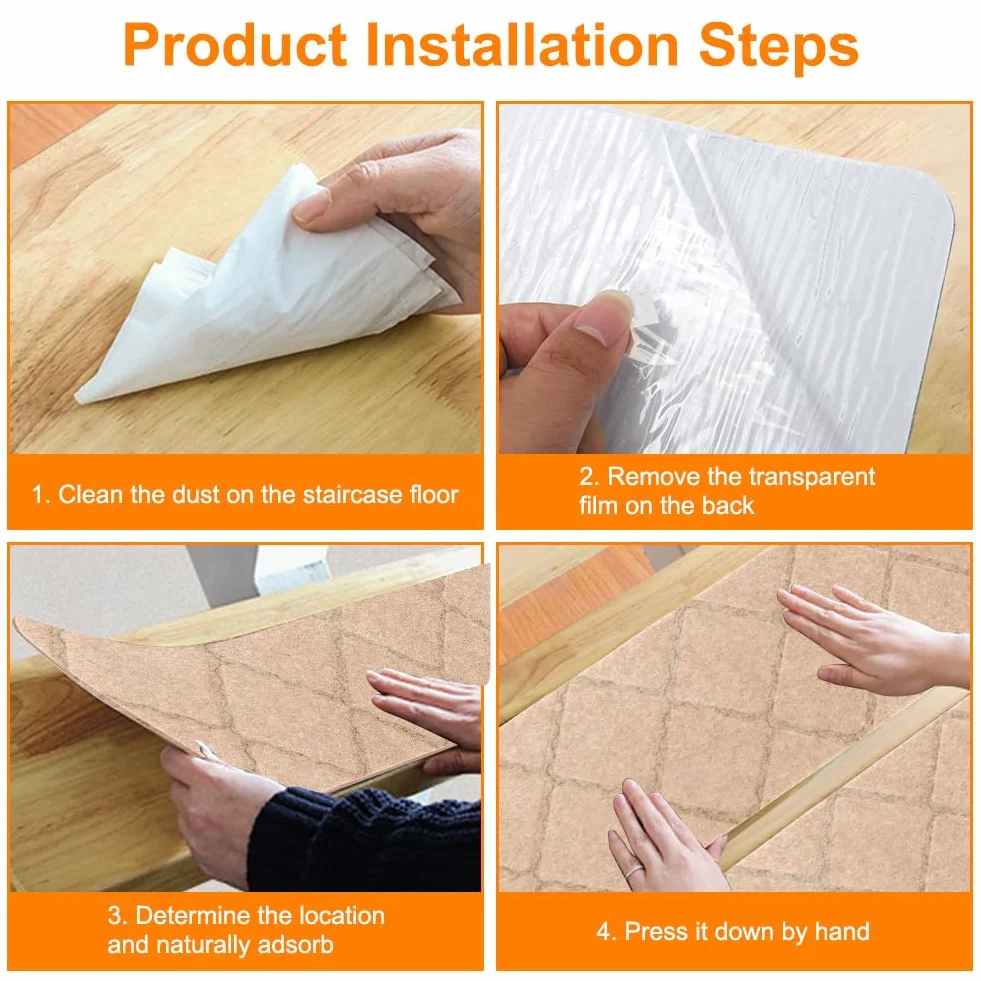 FARYODI Alfombrillas autoadhesivas para escalones, 15 unidades, 55 x 19 cm, para escaleras, para casa, escaleras, de madera, azulejos y mármol (beige)