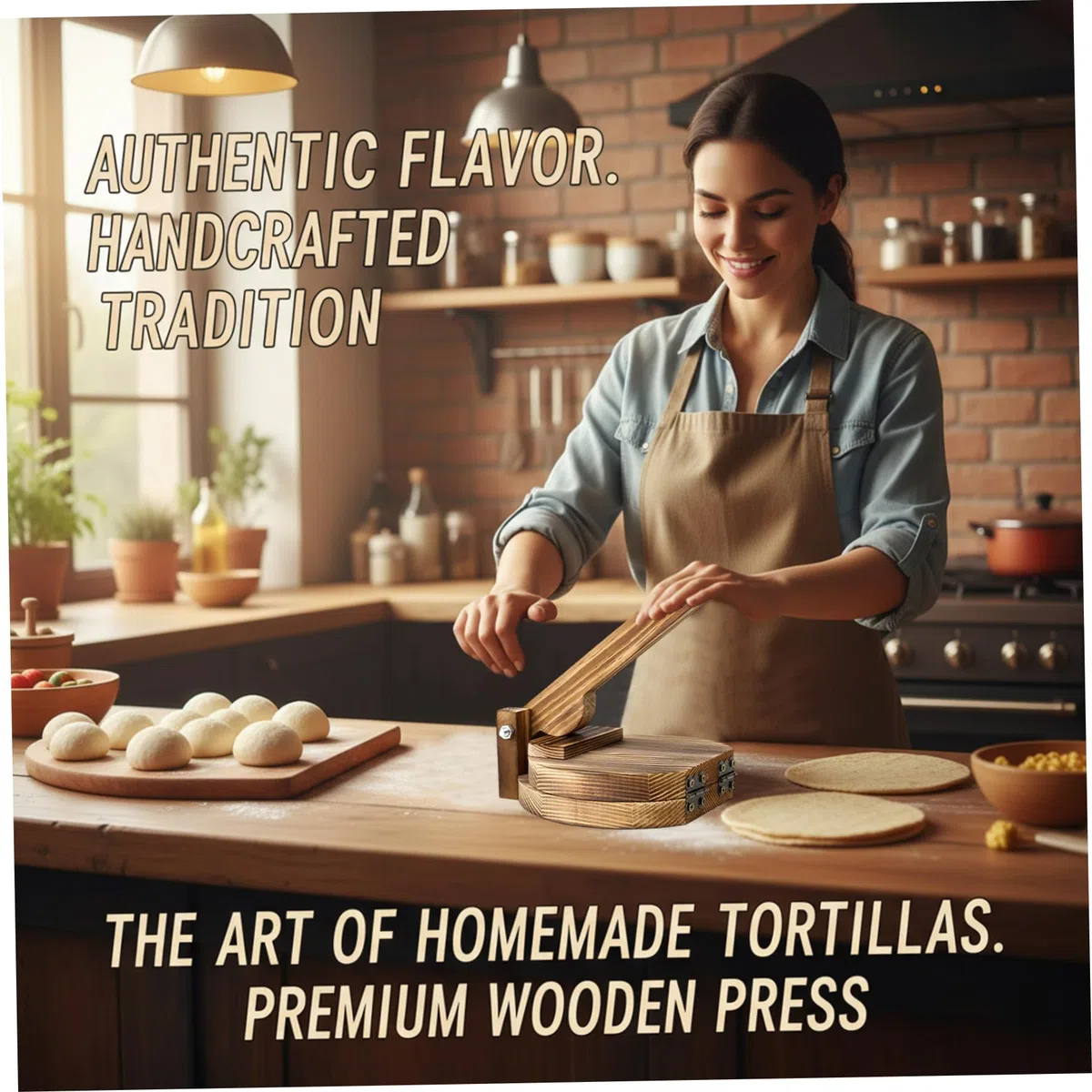 Gcroet Prensa de Tortillas de Madera, máquina para Hacer Bolas de Masa Redondas carbonizadas de Alta Resistencia para Cocina, pastelería casera y prensador de Tortillas..