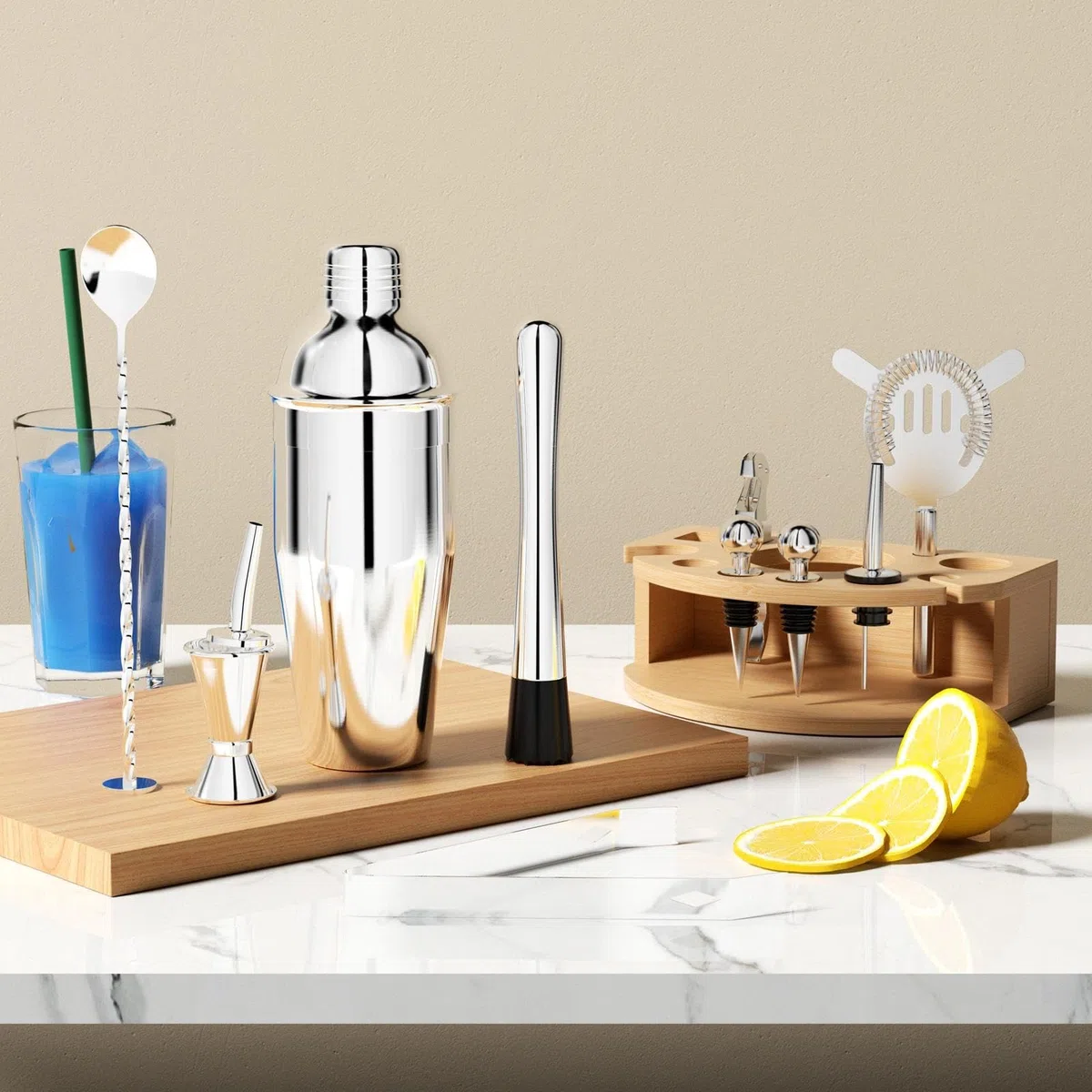 Chiluxendo Regalo Hombre, Coctelera para Barra de Bar Shaker Barware Sets, Profesional Mojito Shakers Accessories, Cocktail Kit Coctelería Accesorios Herramientas Barra Acero Inoxidable