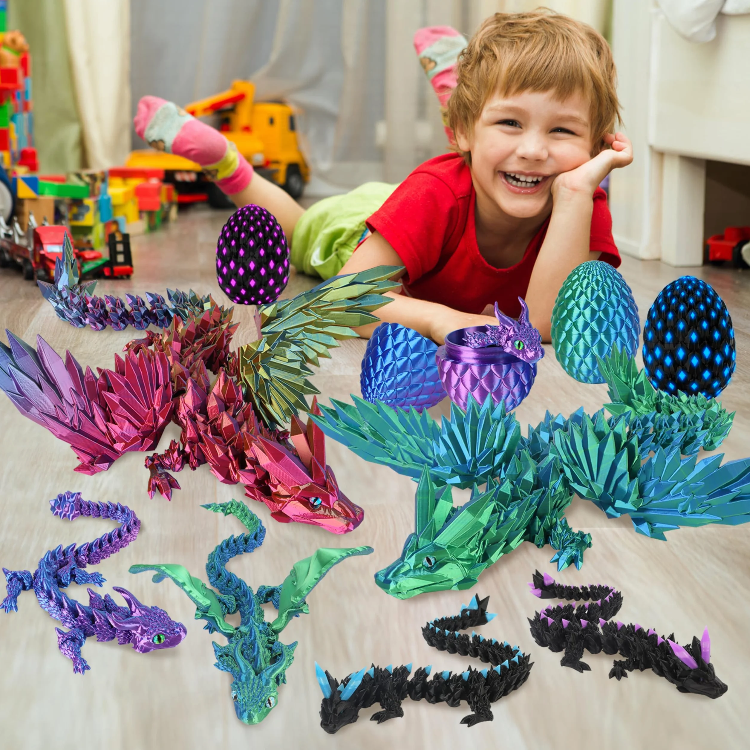 Dragón Impreso en 3D 60cm Articulado Alado, Decoración del Hogar, Juguete de Escritorio
